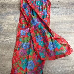 Sarah Coventry Red Floral Scarf